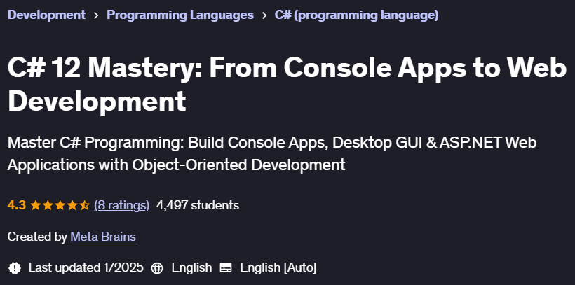 Pictures · Udemy — C# 12 Mastery: From Console Apps to Web Development 2025-1