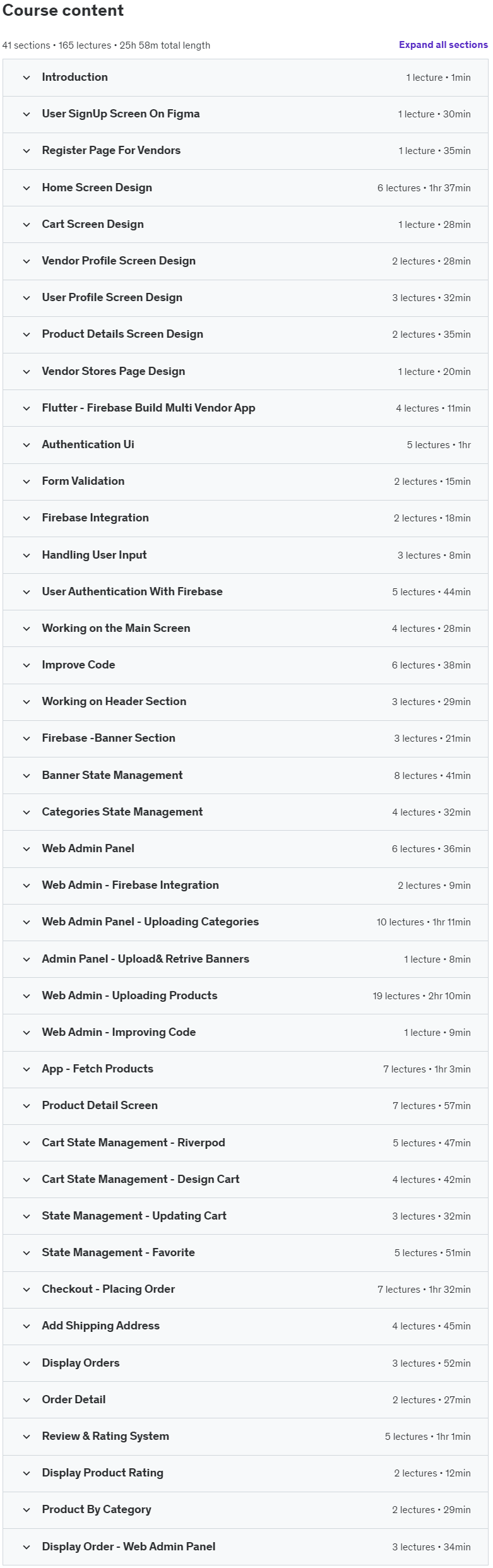 Course topics · Full-Stack Mobile Development: Flutter, Figma, and Firebase 2024-5