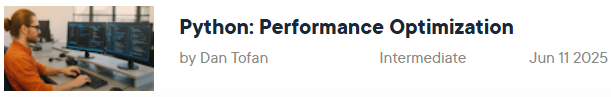 Pictures · Pluralsight — Python: Performance Optimization 2025-6