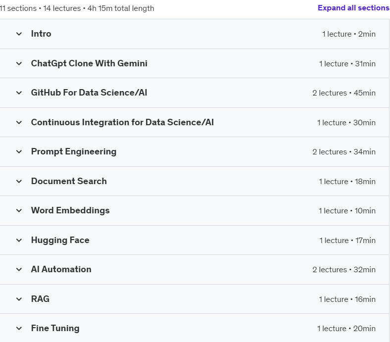 Course topics · Generative AI For Beginners 2024-8