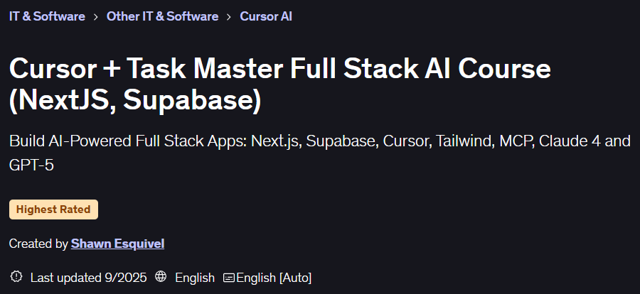 이미지 · Cursor + Task Master 전체 스테이크 AI 코스 (NextJS, Supabase) 2025-9