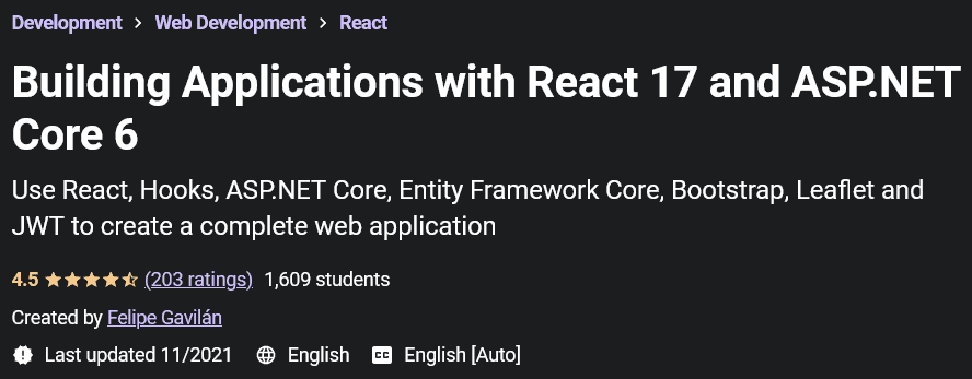 Pictures · Udemy — Building Applications with React 17 and ASPNET Core 6 2021-8