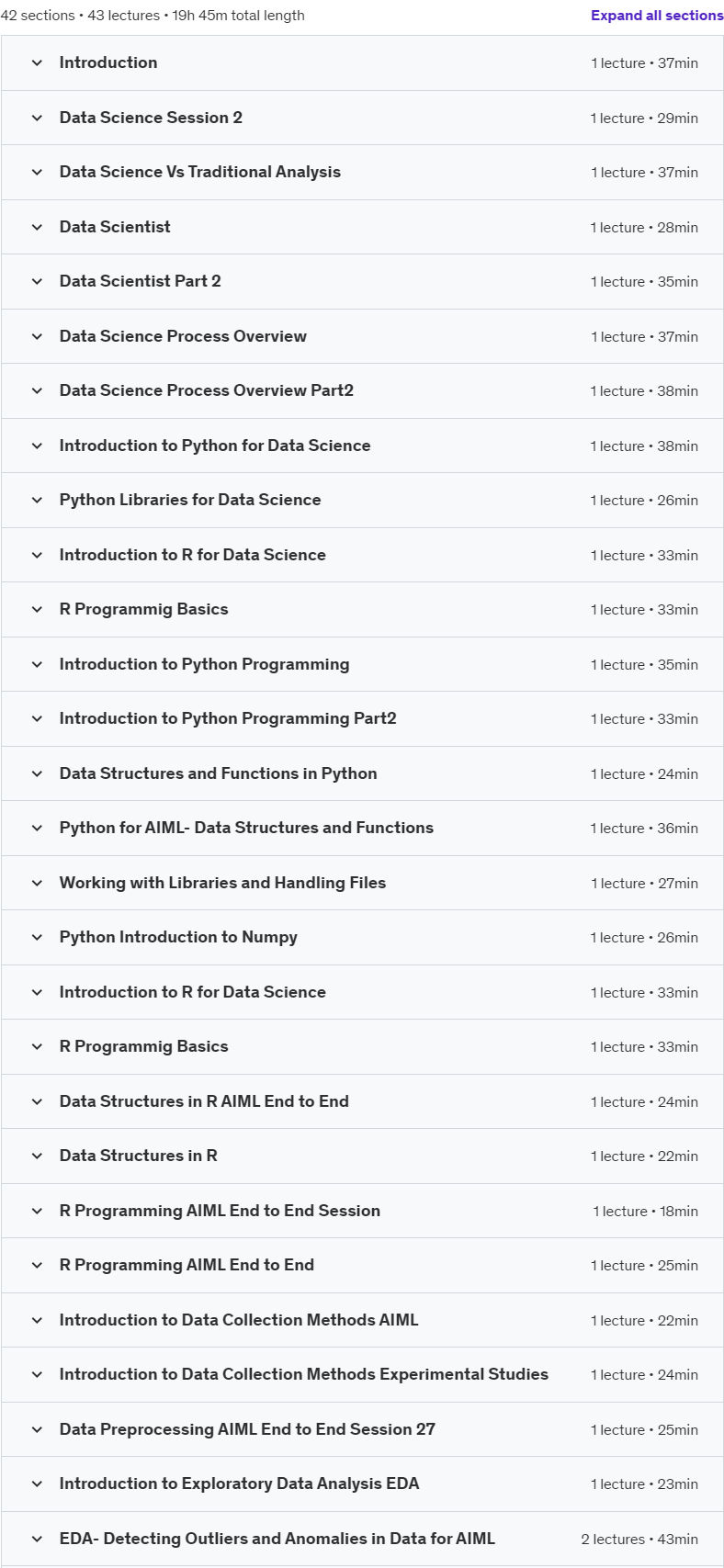 Course topics · Udemy — Deep Data Science For Data Scientists End to End TM 2024-5