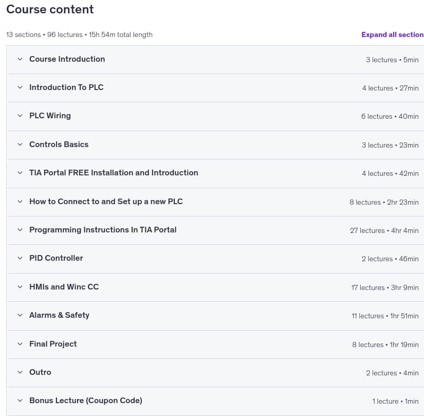 Course topics · Learn Siemens PLC & HMI 2026: TIA Portal V20 Complete Course 2026-8