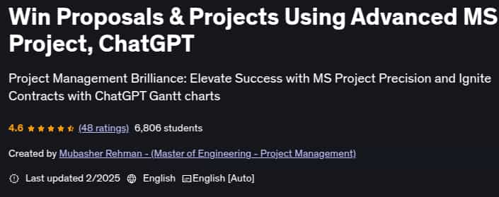 Pictures · Udemy — Win Proposals & Projects Using Advanced MS Project, ChatGPT 2025-2