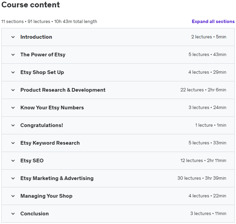Course topics · Udemy — Etsy Shop SetUp, SEO & Ads – Beginner To Advanced 2023 2023-6