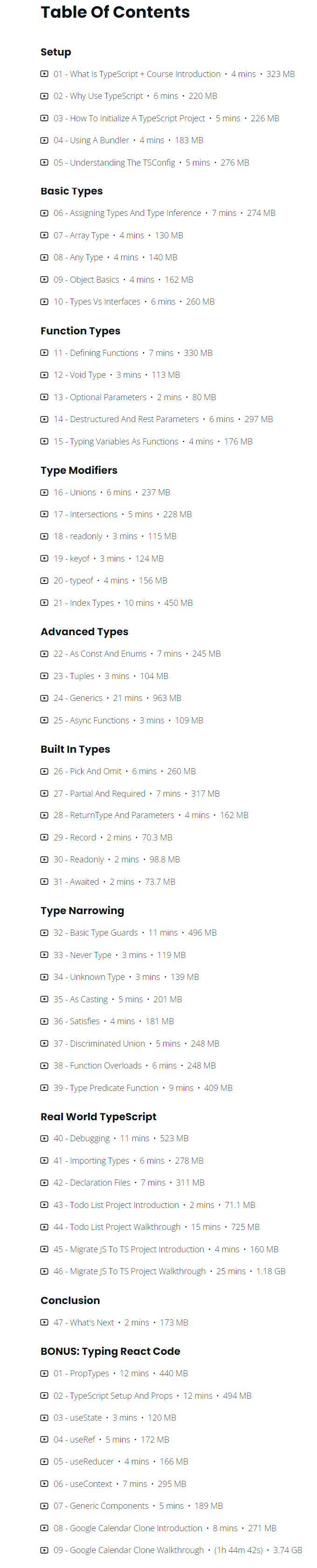 Course topics · Web Dev Simplified — TypeScript Simplified 2023-11