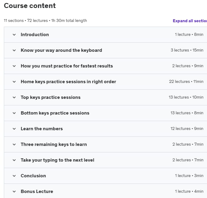 Course topics · Udemy — Typing Course – How to Touch Type – Revolutionary Method 2021-12