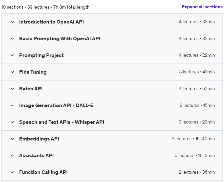 Course topics · Introduction to Generative AI With Python and Open AI API 2024-8