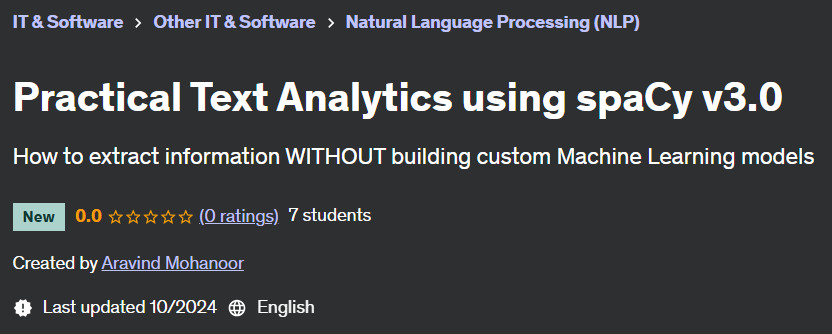 Pictures · Udemy — Practical Text Analytics using spaCy v3.0 2024-10