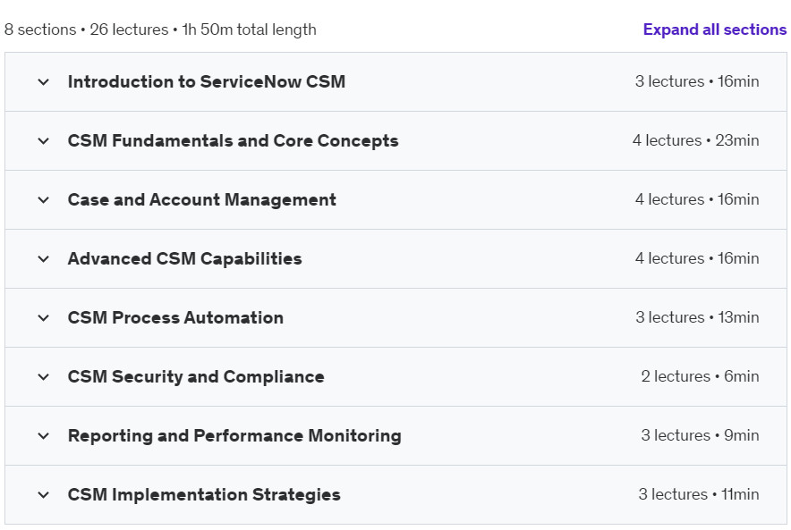 Course topics · Udemy — Unlock ServiceNow Customer Service Management (CIS-CSM) Tips 2024-9