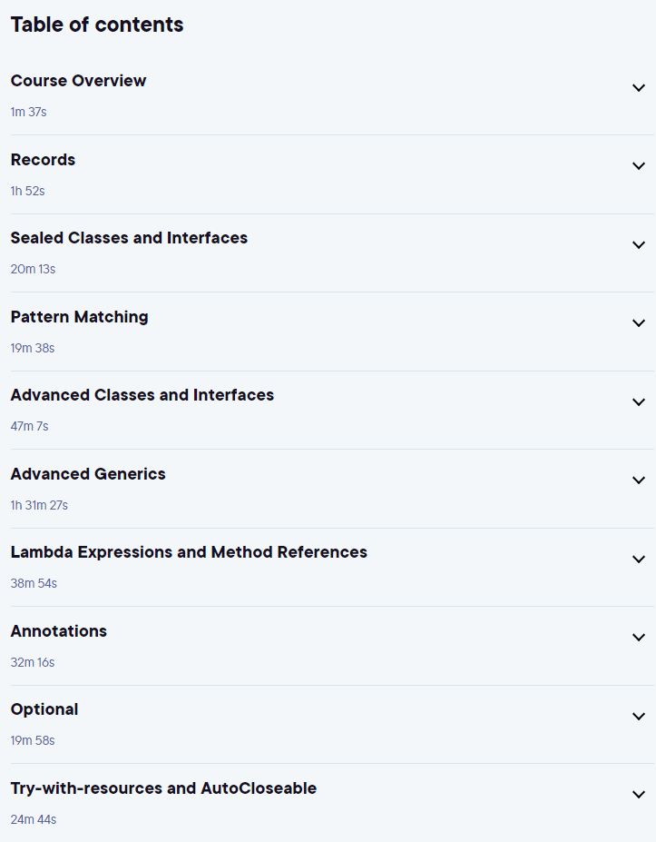 Course topics · Java SE Advanced Language Features 2022-9