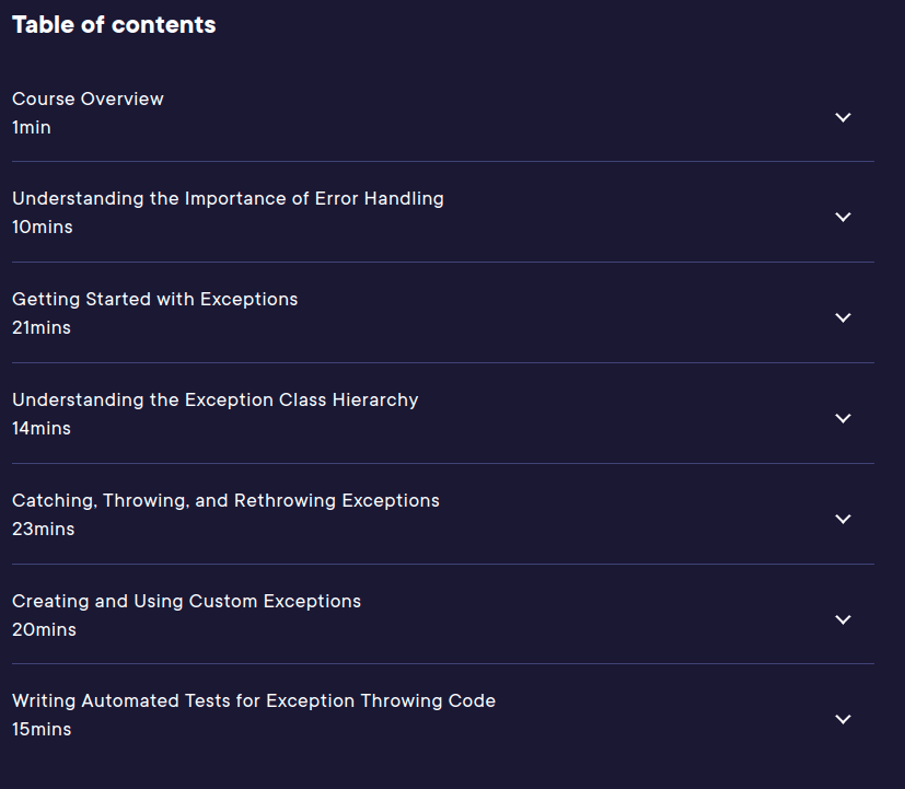 Course topics · Pluralsight — Error Handling in C# 10 2022-1