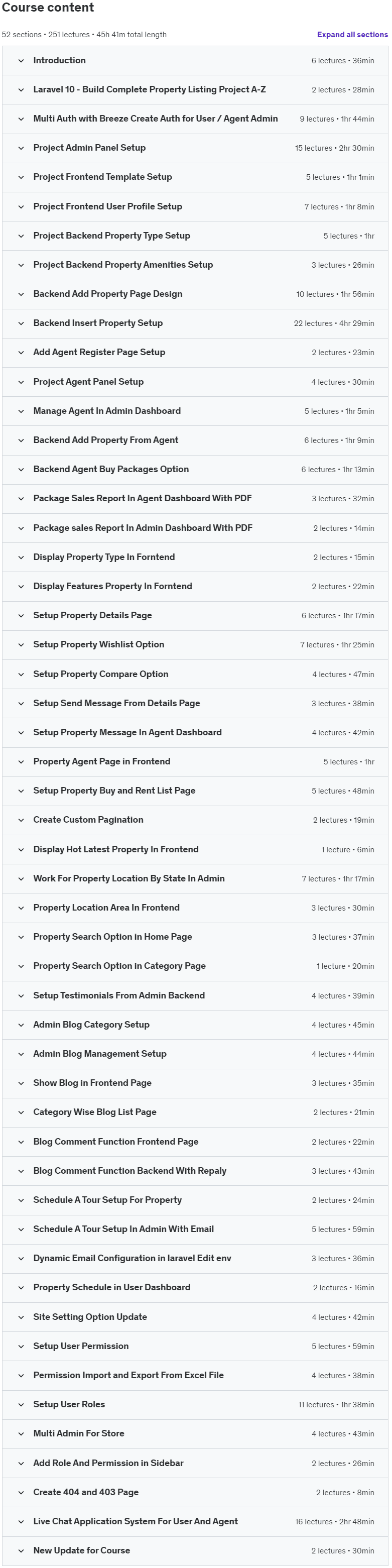 Course topics · Udemy — Laravel 10 – Build Real Estate Property Listing Project A-Z 2024-3