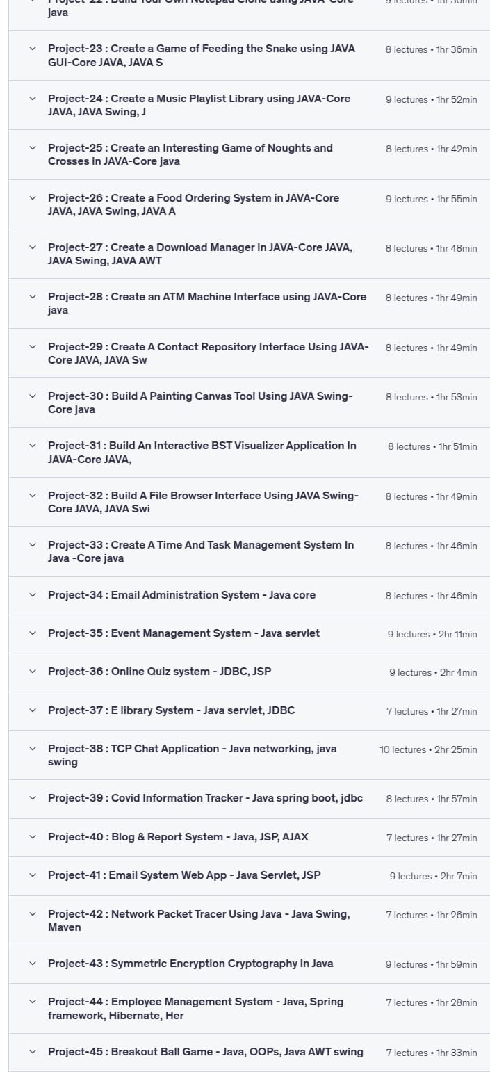 课程主题 · 45 现实世界 Java 开发项目 Bootcamp 课程 2025 2025-9