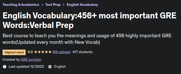 Pictures · Udemy — English Vocabulary:456+ most important GRE Words:Verbal Prep 2022-9