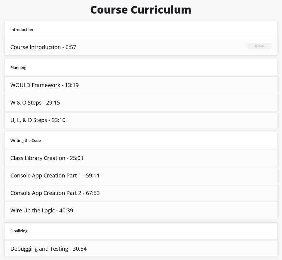 Course topics · iamtimcorey (TimCorey) – Foundation in C#: Battleship Project 2020-11