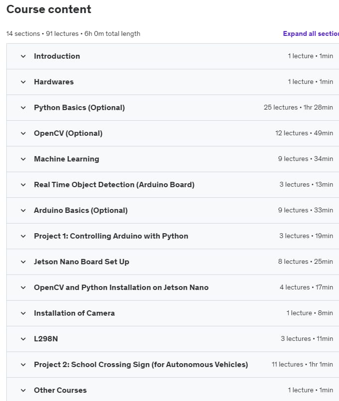 Course topics · Udemy — Jetson Nano Boot Camp 2021-1