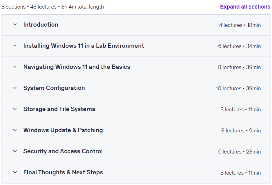 Sujets du cours · Windows 11 Pro - Administration du système 2025-6