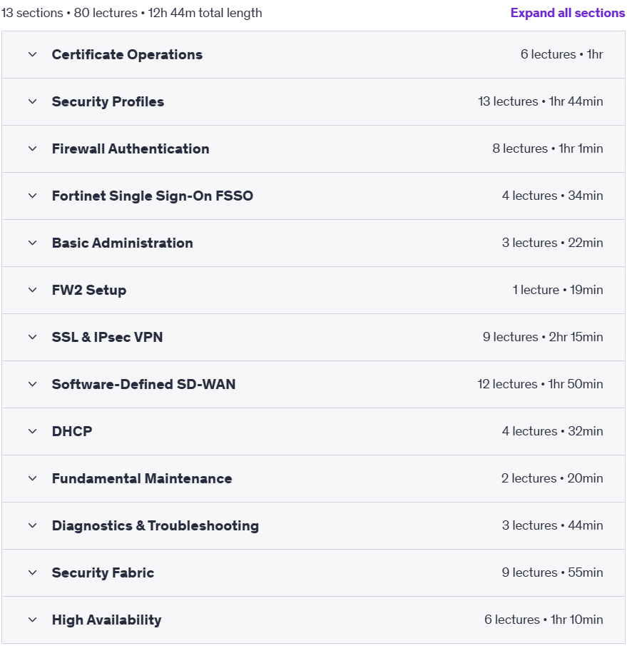 Course topics · FCP-FortiGate 7.6 Administrator Training Part 2/2 2025-7
