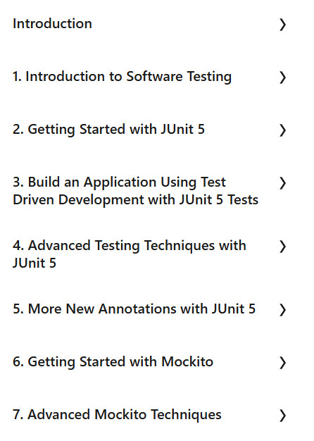 Course topics · Complete Guide To Java Testing with JUnit 5 & Mockito 2024-10