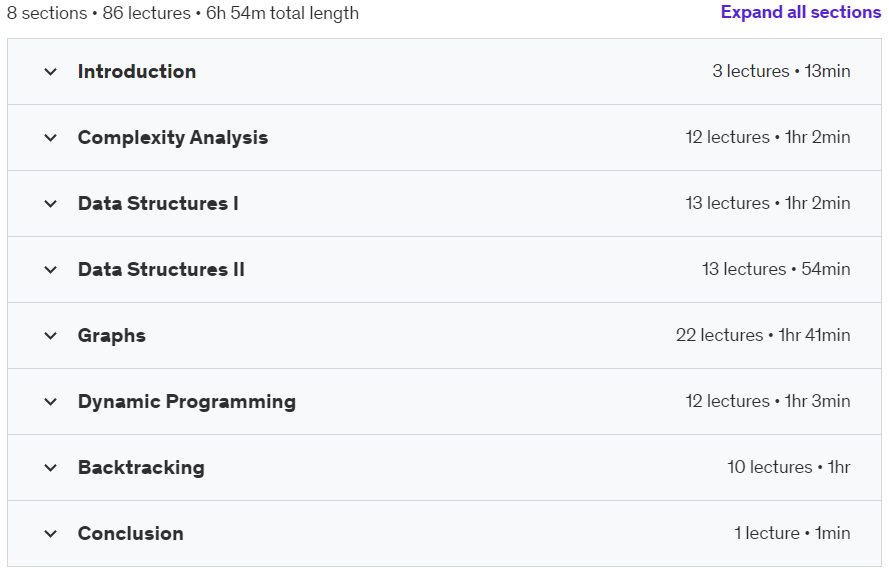 Course topics · Algorithms for Coding Interviews 2022-5