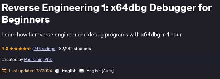 Pictures · Udemy — Reverse Engineering 1: x64dbg Debugger for Beginners 2024-12