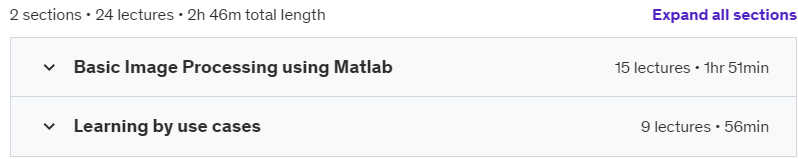 Course topics · Matlab for Image Processing 2024-8