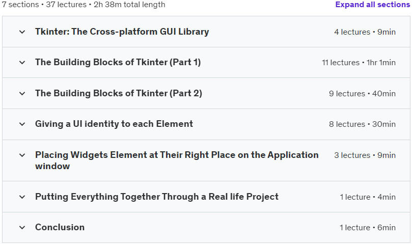 Course topics · Python GUI Development with Tkinter: Build Pro Desktop Apps! 2023-6