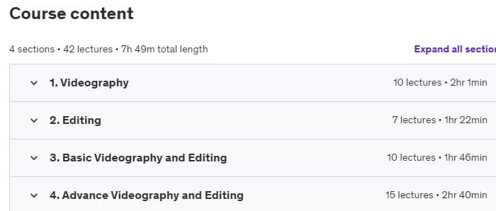 Course topics · Video Production Bootcamp: Videography and Video Editing 2023-11