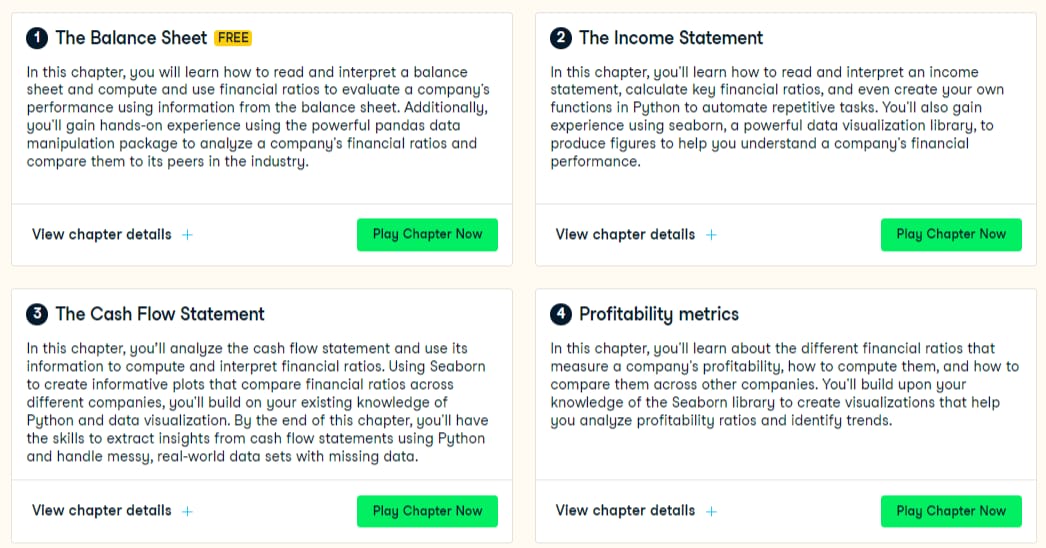 Course topics · Analyzing Financial Statements in Python 2024-10
