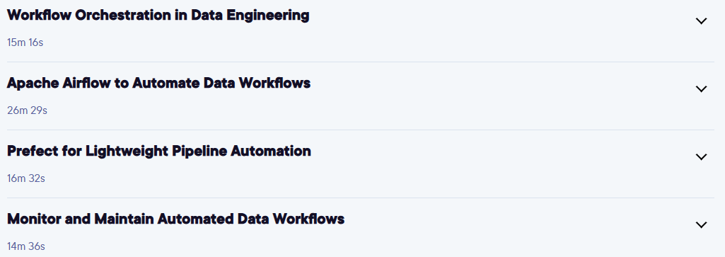Course topics · Pluralsight — Data Pipeline Automation and Orchestration with Python 2025-4
