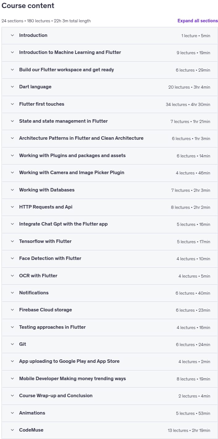 کورس کے موضوعات · ماسٹر Flutter کے ساتھ ML: Object Detection، OCR & Beyond 2025-9
