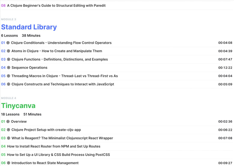 Course topics · Newline – Tinycanva: Clojure for React Developers 2021-2