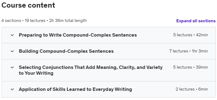 Course topics · Sentence Writing Simplified – Level Three…Go Further! 2020-11