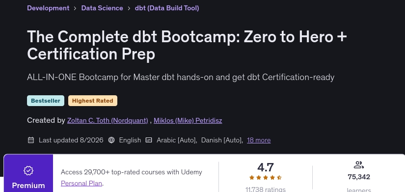 Bilder · Die komplette dbt Bootcamp: Zero to Hero + Zertifizierung Prep 2026-8