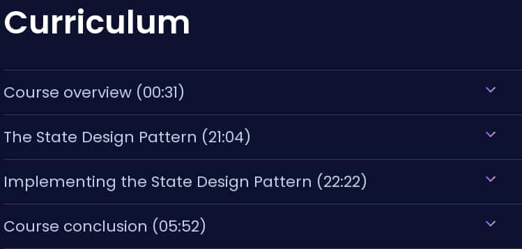Course topics · Dometrain — Design Patterns in C#: State 2024-11