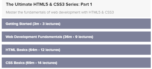 Course topics · Code with Mosh — The Ultimate HTML/CSS Mastery Series 2022-2