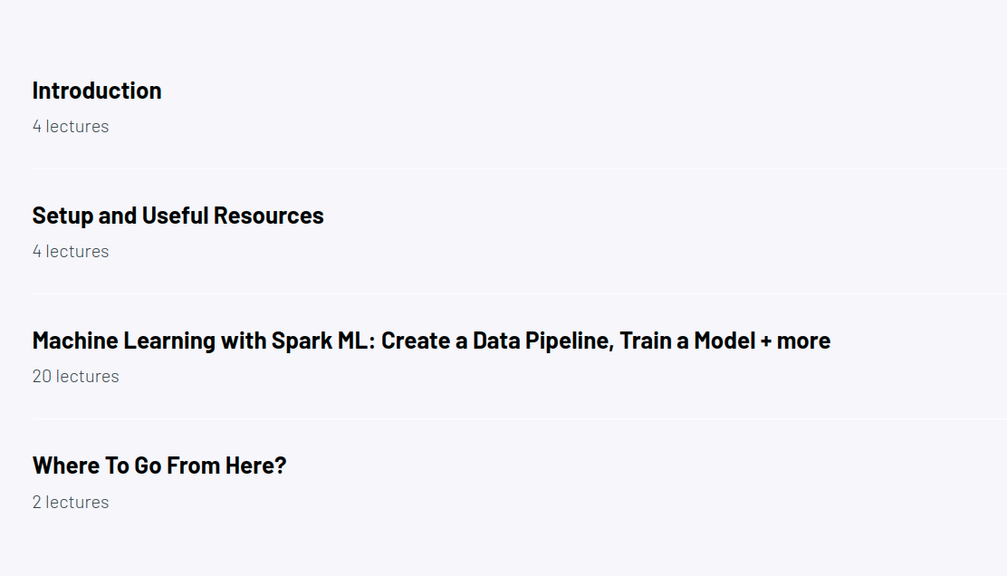 Course topics · ZeroToMastery — Machine Learning with Spark ML 2025-9