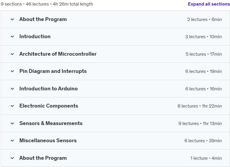 Course topics · Embedded Systems Using Tinkercad 2023-12