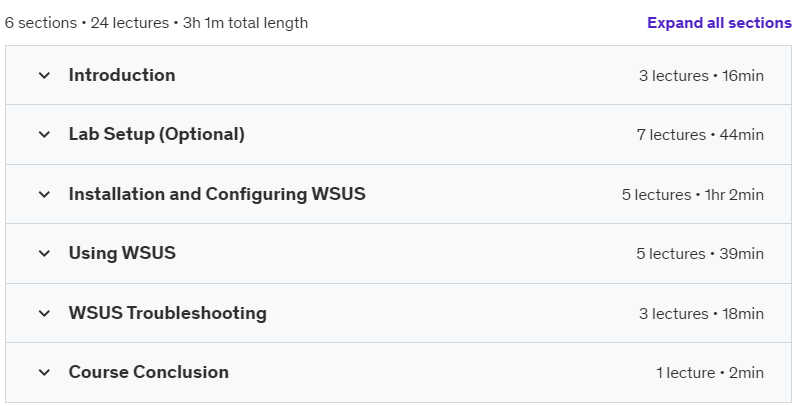 Course topics · Udemy — WSUS Training For Beginners – Windows Updates & Patching 2024-3