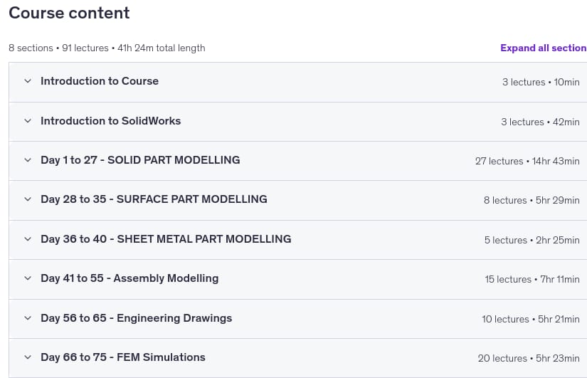 강좌 주제 · SolidWorks 안에서 75 최종 - The Ultimate 종합 강좌 2026-4