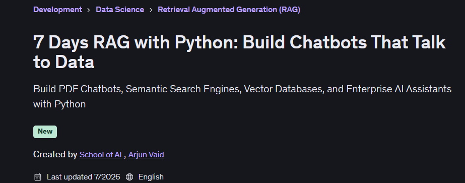 이미지 · 7 며칠 동안 RAG Python: 데이터에 대해 이야기하는 채팅 봇을 만드는 방법 2026-7