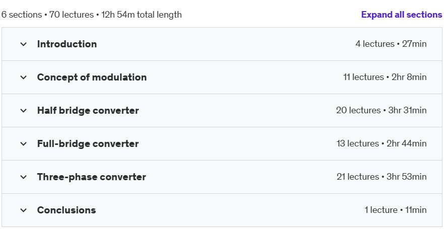Course topics · Udemy — Simulating PWM Strategies for Power Converters with QSPICE 2024-11