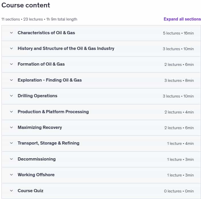 Course topics · How to be an Expert in the Oil & Gas Industry 2024-9