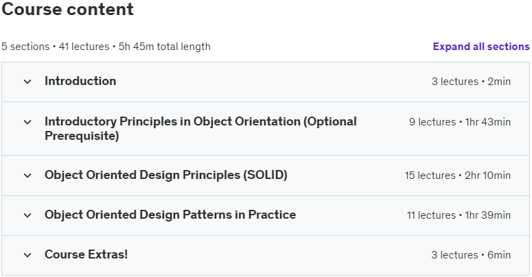 Course topics · Udemy — Master Object Oriented Design in Java – Homework + Solutions 2024-3