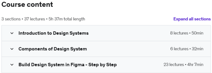 Course topics · Udemy — Building Design System in Figma from Scratch – UI UX Mastery 2022-2