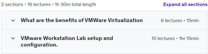 Course topics · Udemy — VMWare Workstation 17 Complete Guide. 2023-4