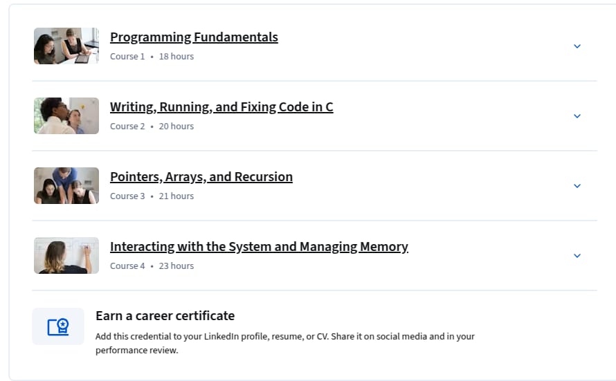 Course topics · Introductory C Programming Specialization 2026-1