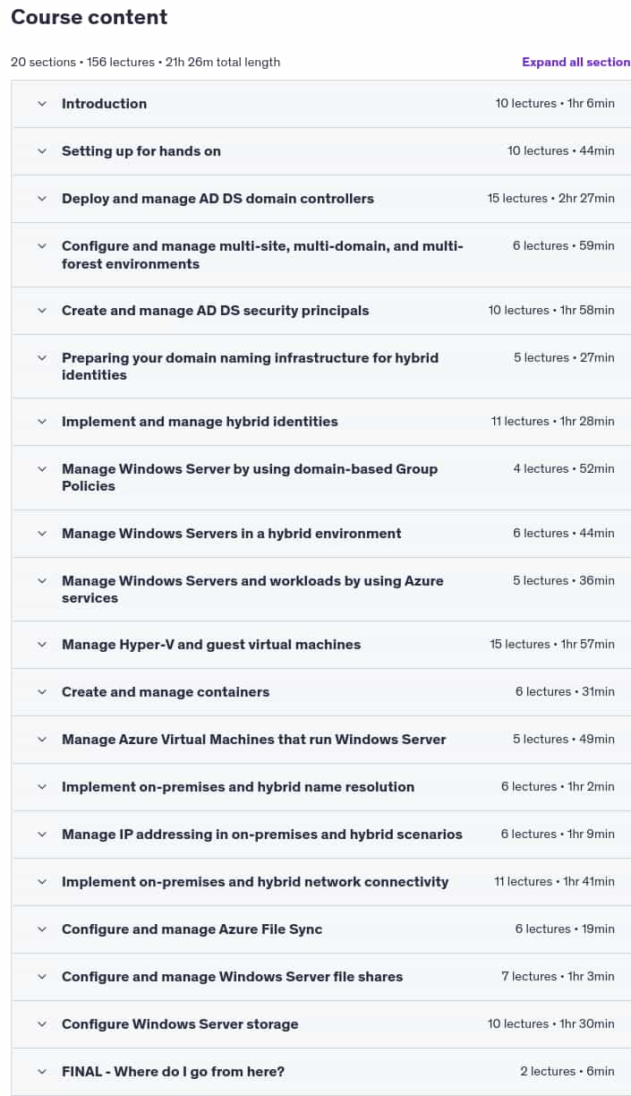 कोर्स के विषय · एज़-800 पाठ्यक्रम प्रबंधन Windows सर्वर हाइब्रिड कोर 2025-4